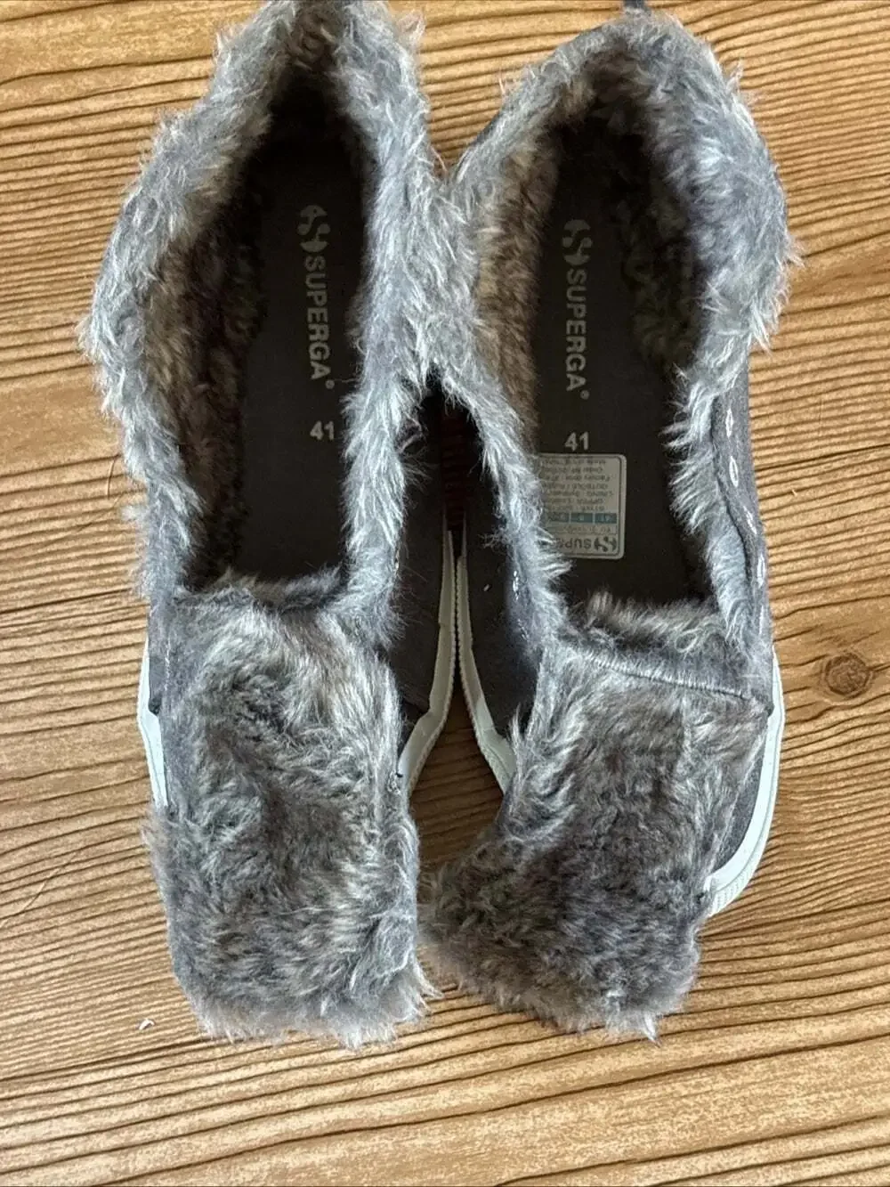 Superga Gray Suede Unisex Mid Top Faux Fur Sneakers Women's 9.5 Mens 8 EU 41